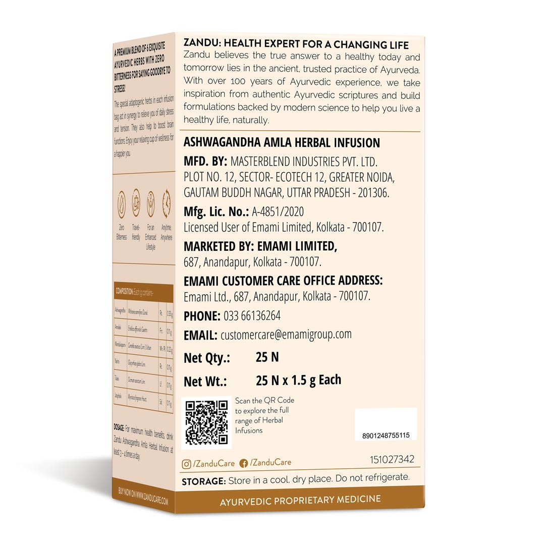 Zandu Ashwagandha Amla Tea 25 Teabags x2U