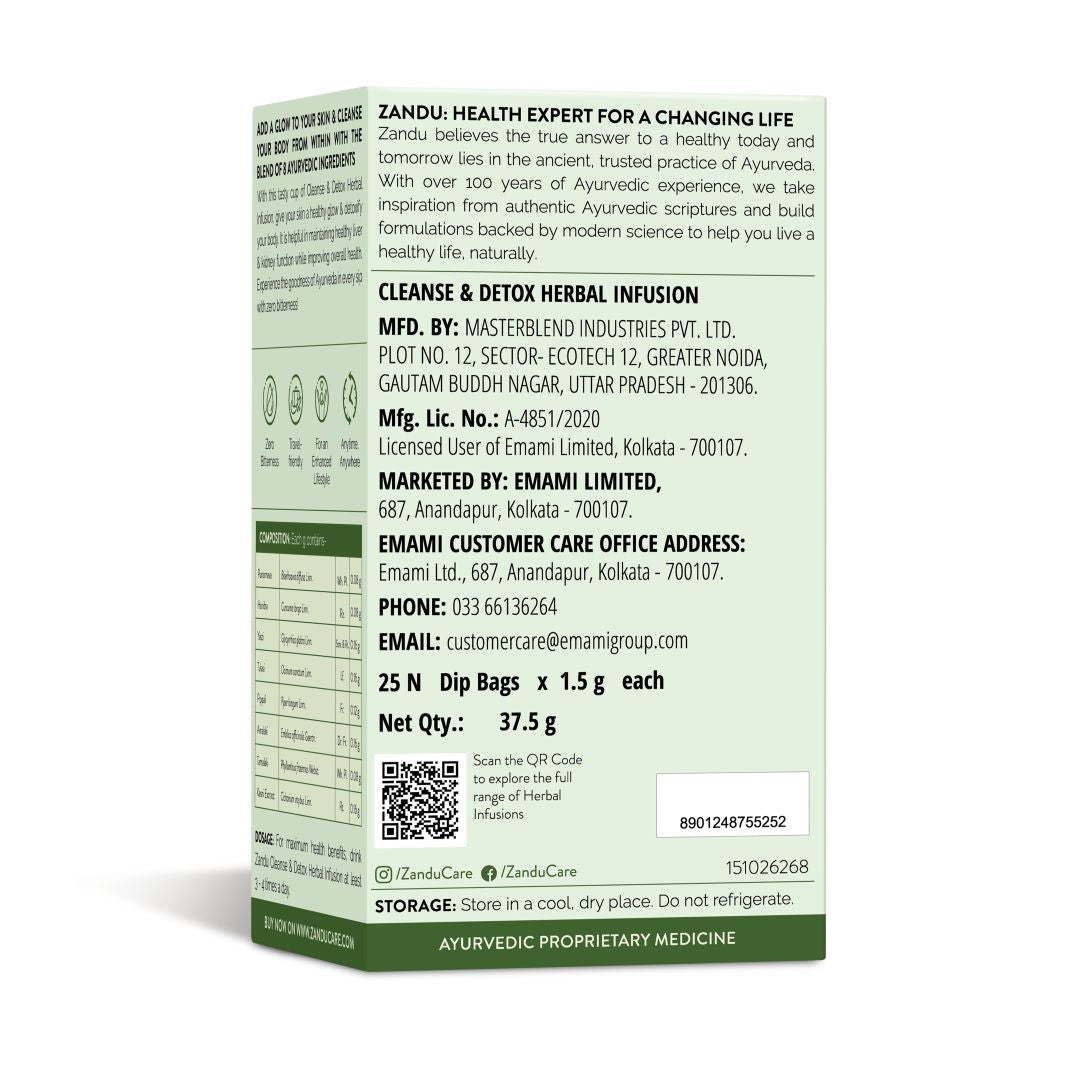 Zandu Cleanse & Detox Tea - Natural Body Detox 25 Teabags (Pack Of 2)