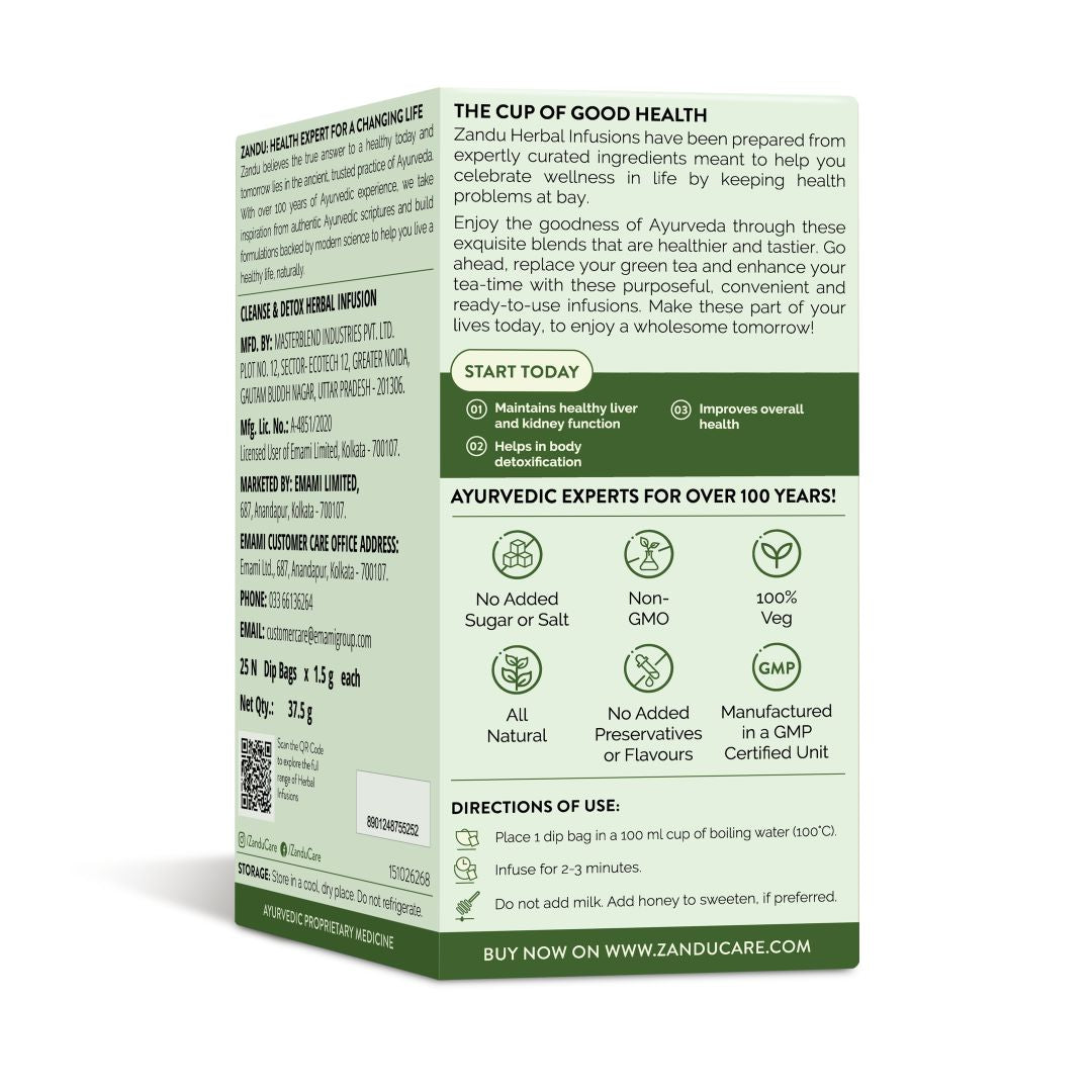 Zandu Cleanse & Detox Tea - Natural Body Detox 25 Teabags (Pack Of 2)