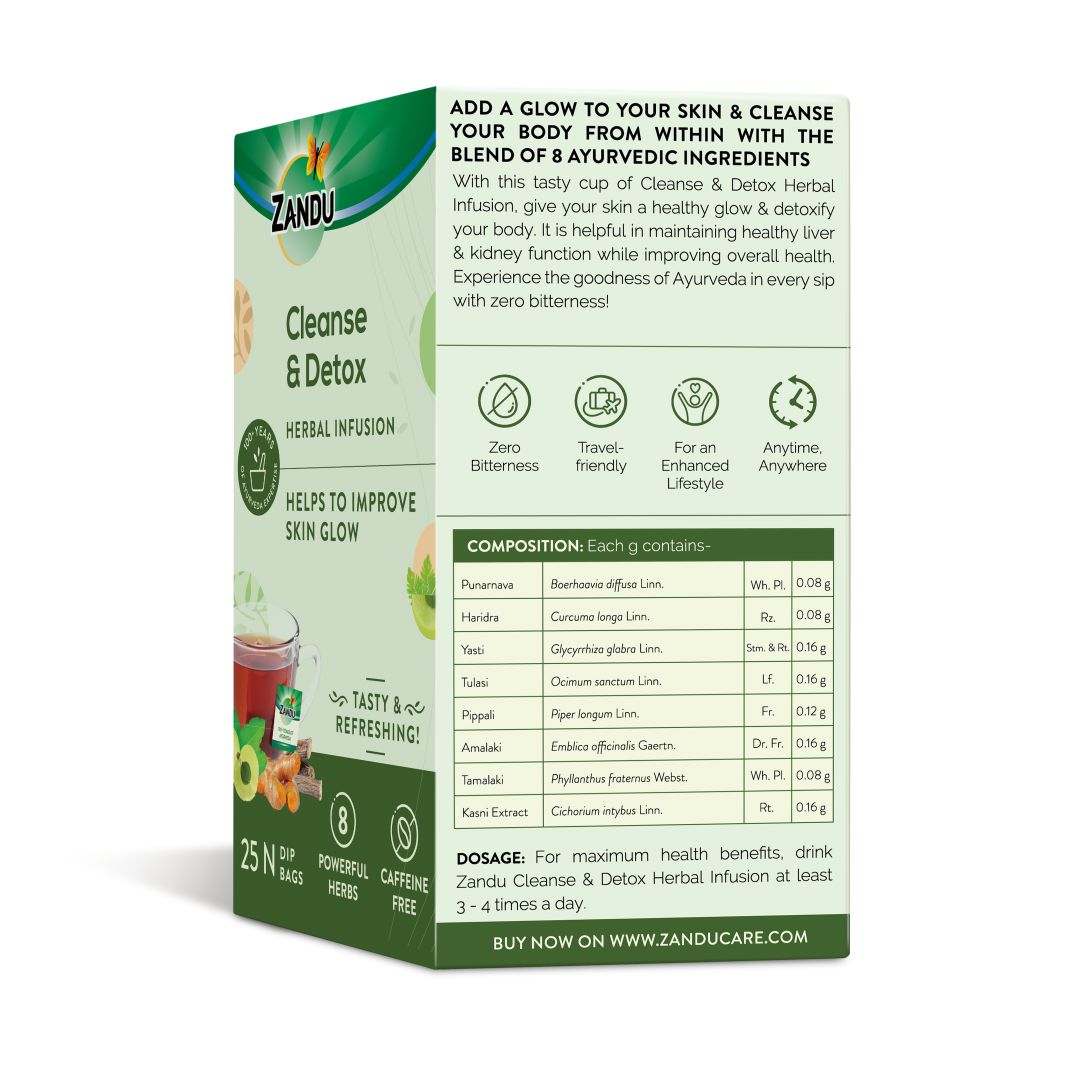 Zandu Cleanse & Detox Tea - Natural Body Detox 25 Teabags (Pack Of 2)