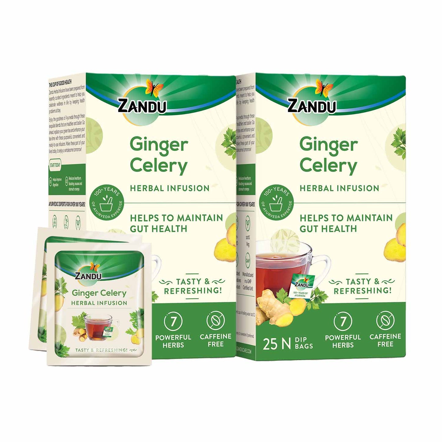 Zandu Ginger Celery Tea - Gut Health 25 Teabags (Pack Of 2)