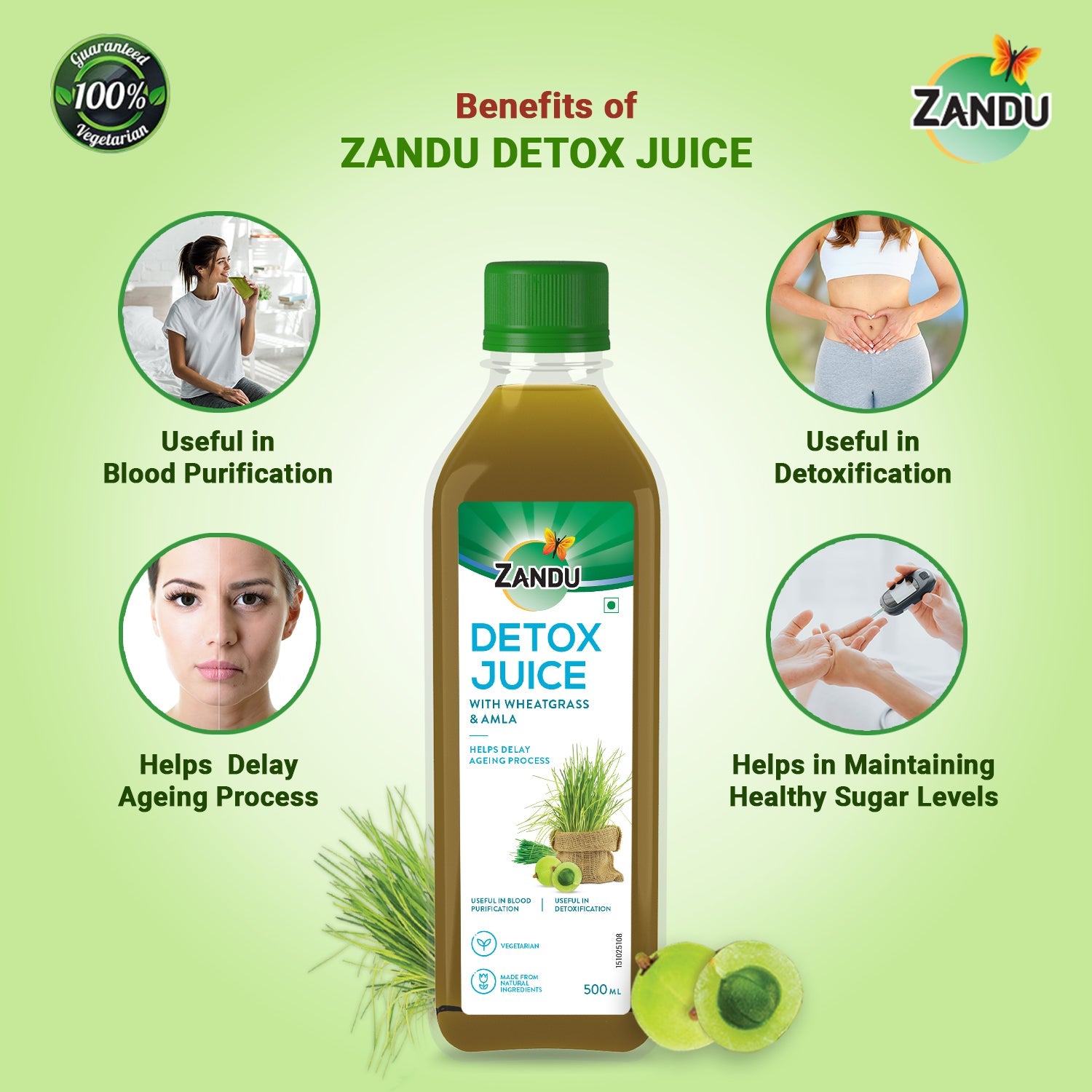 Zandu Full Body Detox Juice (Wheatgrass & Amla)