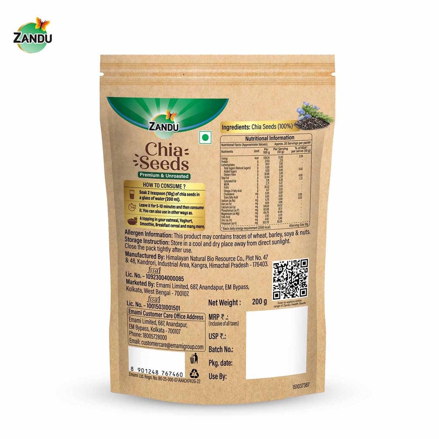 Zandu Chia Seeds 200g