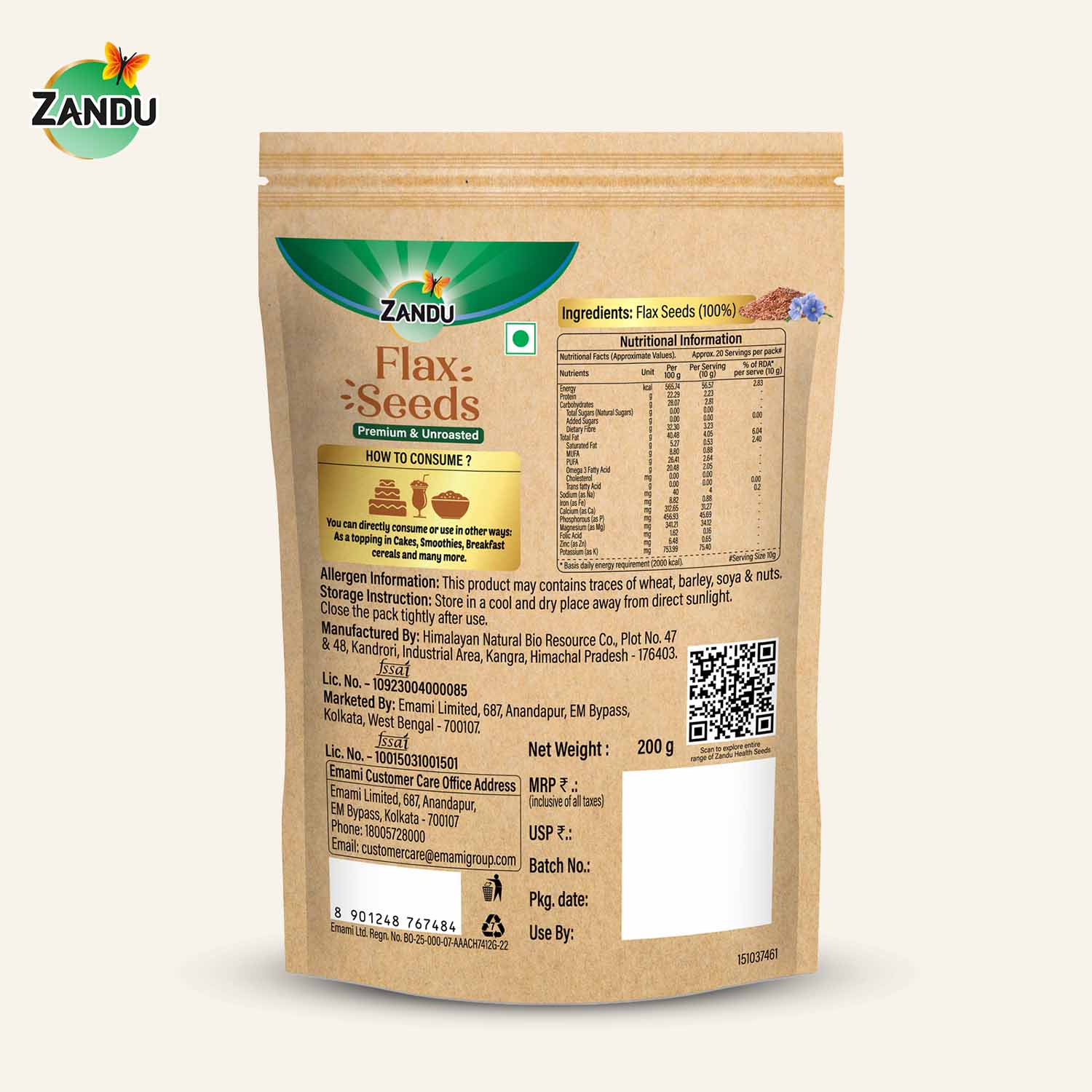 Zandu Flax Seeds 200g (Pack Of 2)