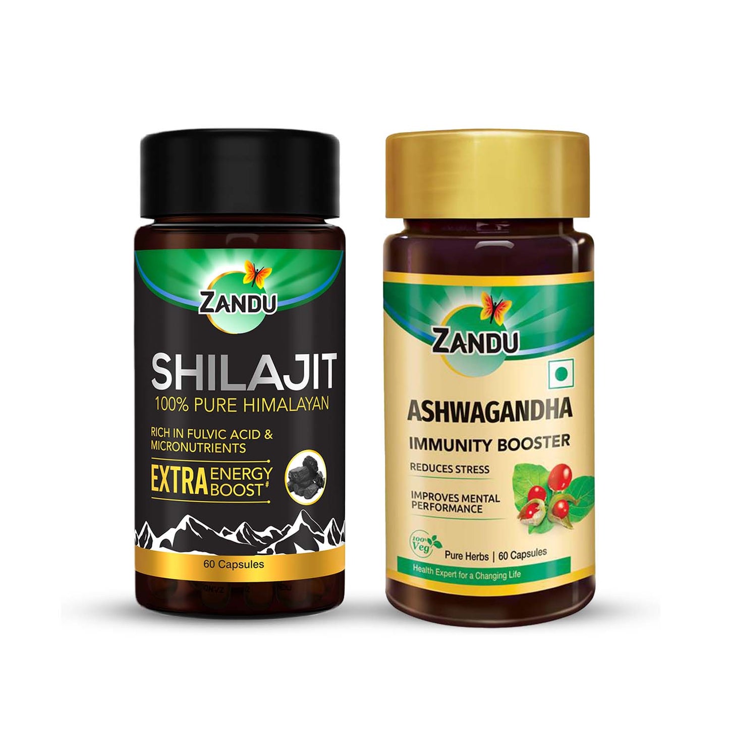Zandu Combo Shilajit & Ashwagandha Capsules (60 + 60 Capsules)