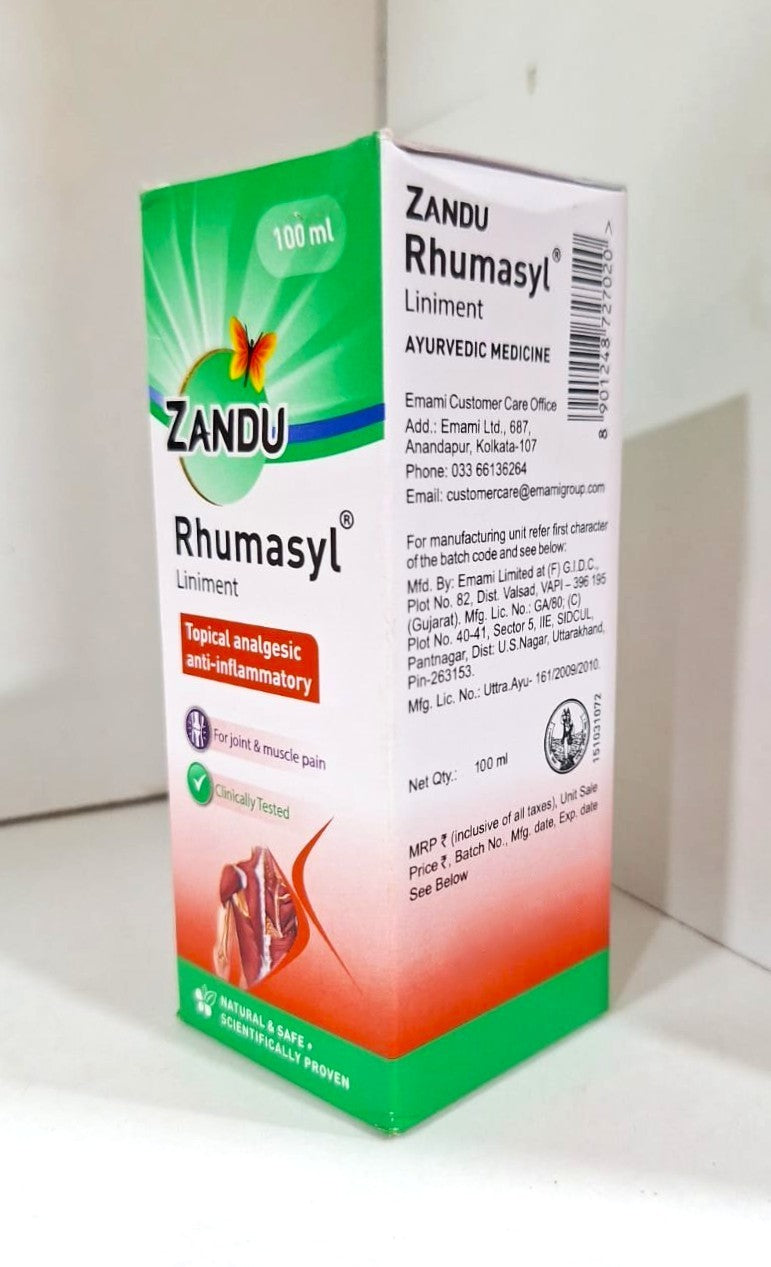 Zandu Rhumasyl Liniment 100ml Ayurvedic Oil Blend for Everyday Use ZEVIKA HEALTH Zandu Rhumasyl Liniment 100ml Ayurvedic Oil Blend for Everyday Use ZEVIKA HEALTH