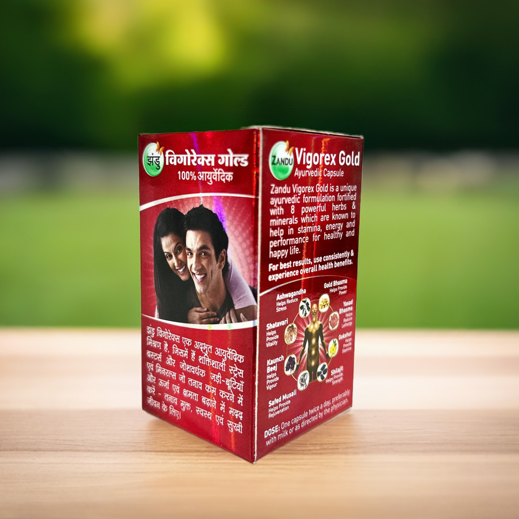 Zandu Vigorex Gold 20 Capsule – Ayurvedic Herbal Supplement with Ashwagandha & Shilajit