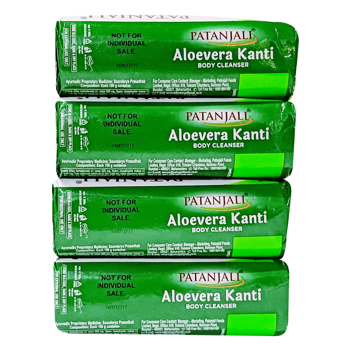 Patanjali Kanti Aloevera Herbal Body Soap 150g (Pack Of 4)