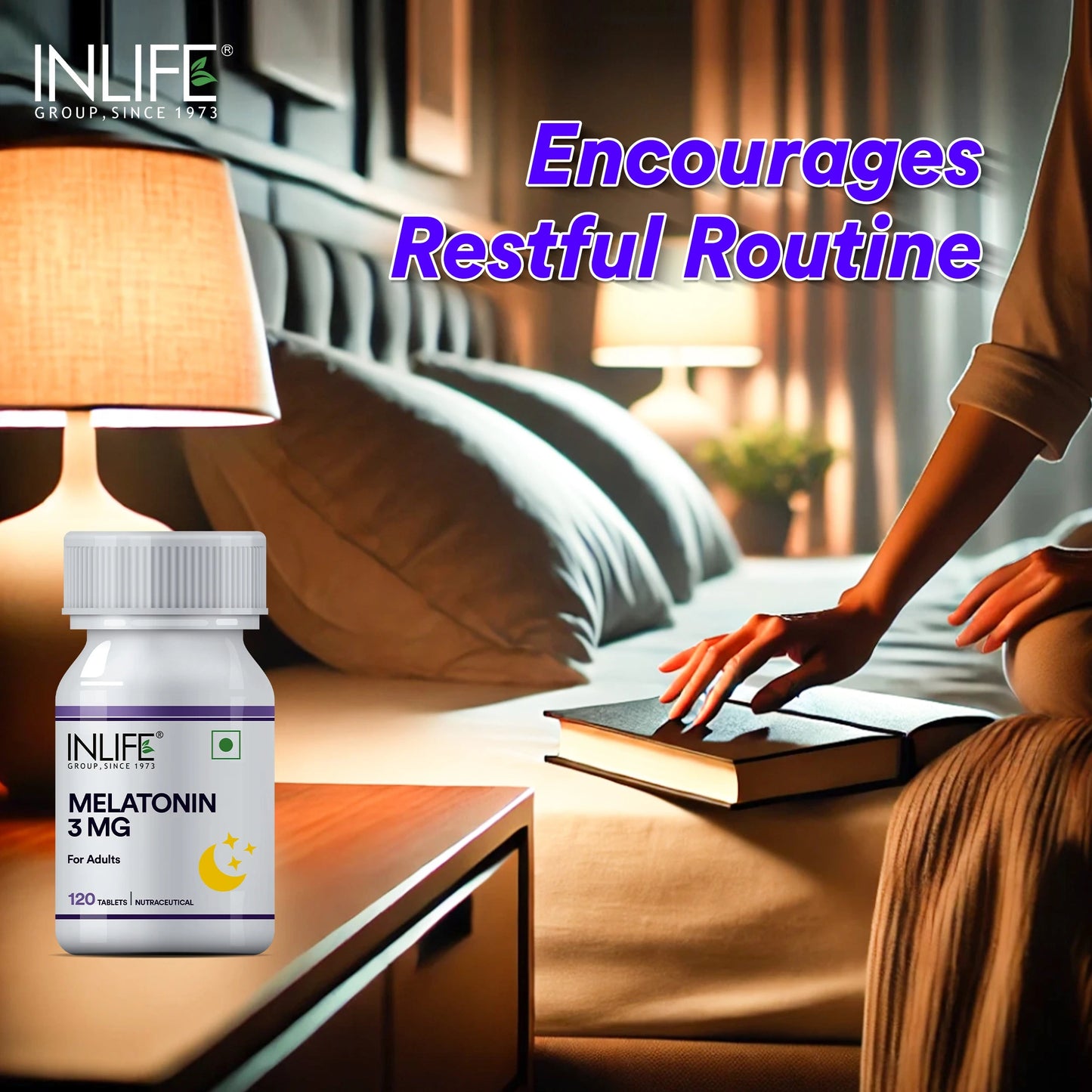 Inlife Melatonin 3mg tablets for Men & Women| Natural Sleep Aid | Vegetarian Tablets - 6