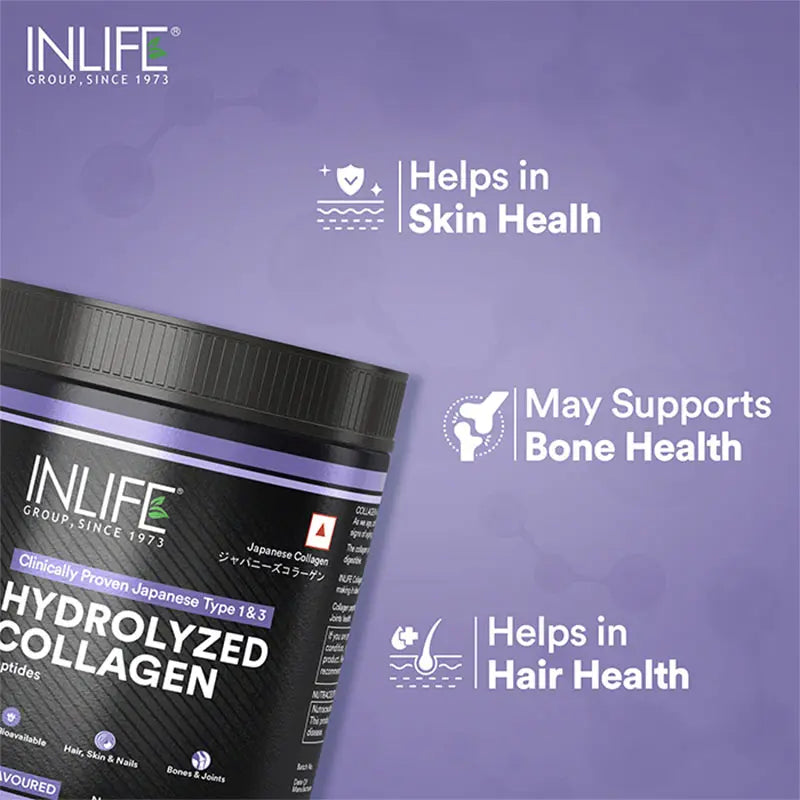 Inlife Hydrolyzed Japanese Collagen | Type 1 & 3 Collagen Peptides Powder | Clinically Proven Ingredient | 200g Unflavored powder