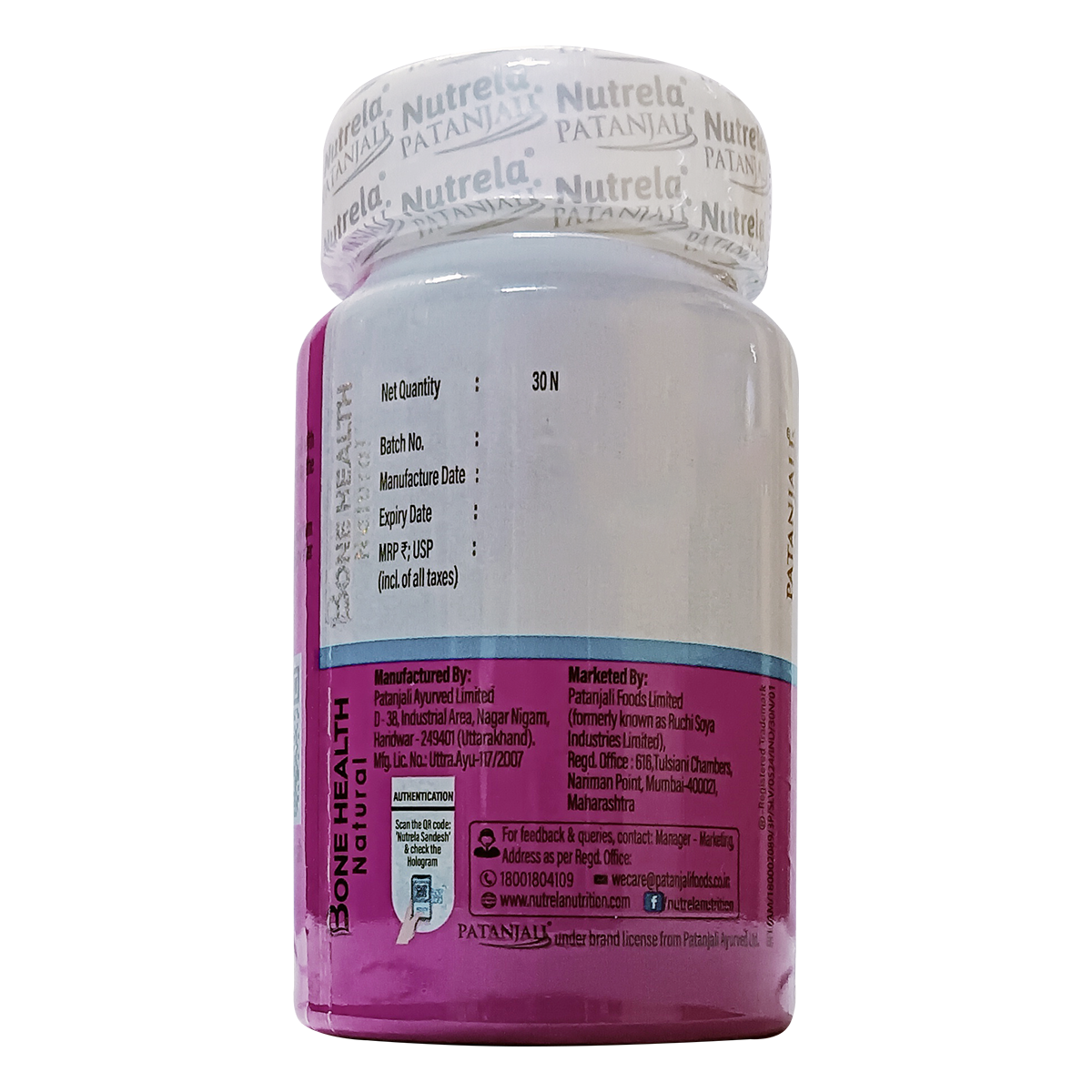 Patanjali Nutrela Bone Health Natural 500mg 30 Capsules