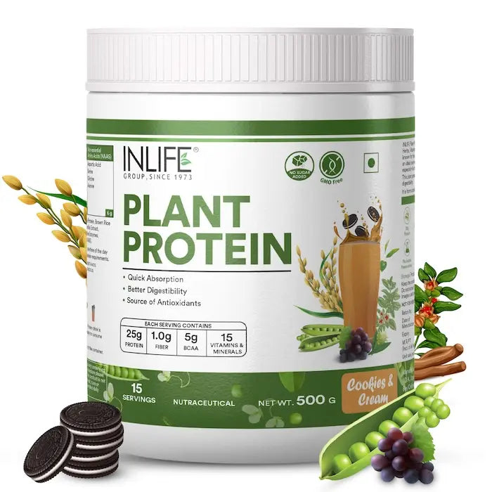 Inlife Plant Based Protein Powder Supplement | 25gms Protein - 9