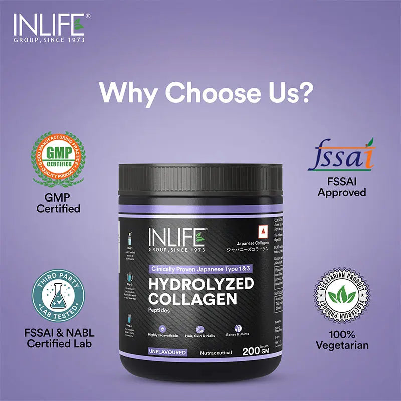 Inlife Hydrolyzed Japanese Collagen | Type 1 & 3 Collagen Peptides Powder | Clinically Proven Ingredient | 200g Unflavored powder - 7