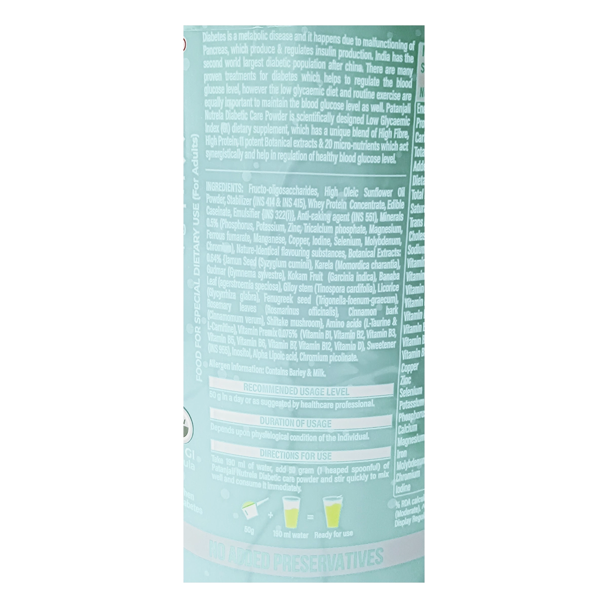 Patanjali Nutrela Diabetic Care + Bone Health Combo (400g + 30 Capsules)