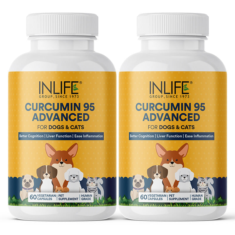 Inlife Curcumin with Piperine for Dogs Cats Pets | 95% Curcuminoids | Veg. Capsules - 7