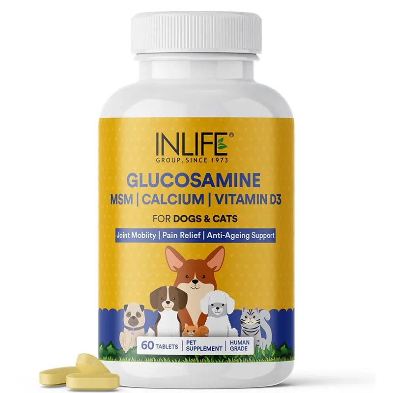 Inlife Glucosamine Tablets for Dogs & Cats | With MSM Calcium & Vitamin D3 Tablets