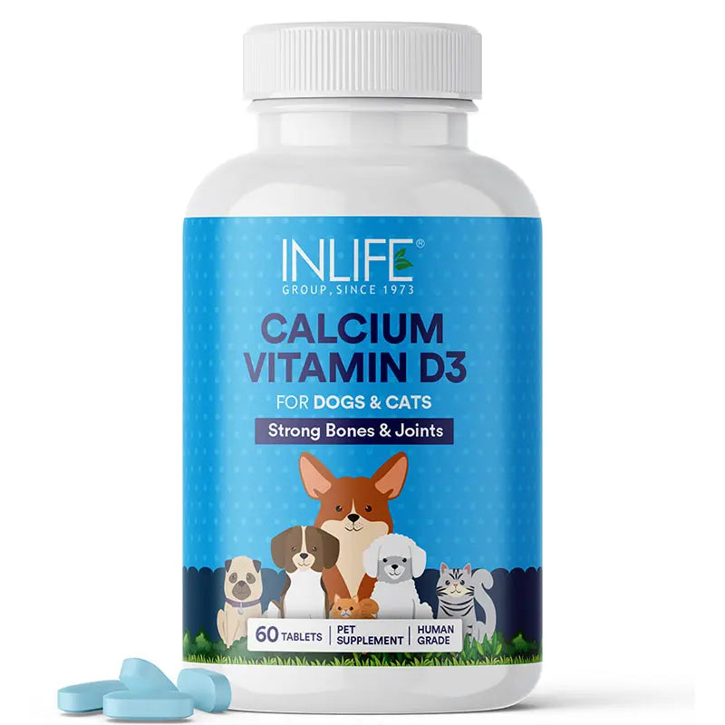 Inlife  Calcium Tablets for Dogs Cats with Vitamin D3 | Stronger Bones, Teeth & Joint Support In Pets Tablets