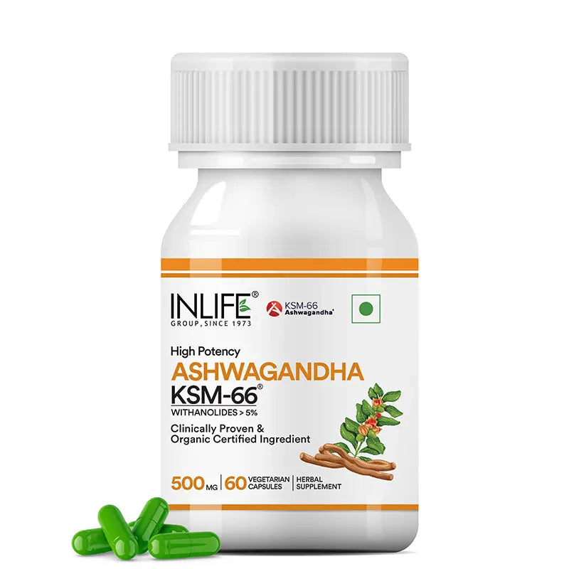 Inlife KSM-66 Ashwagandha with Withanolides > 5% | Veg. Capsules