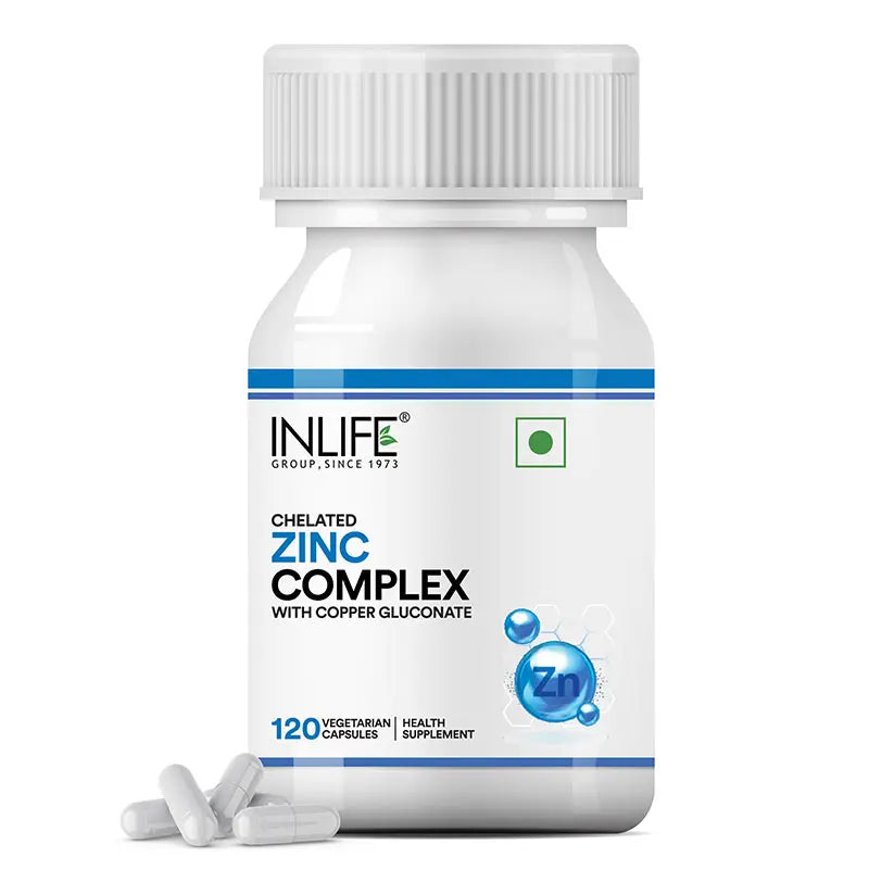 Inlife Zinc Supplements, Chelated Zinc Complex | Men & Women | Veg. Capsules