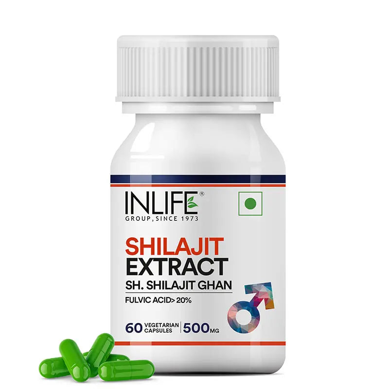 Inlife Shilajit Extract Supplement | 500 mg | 60 Veg. Capsules