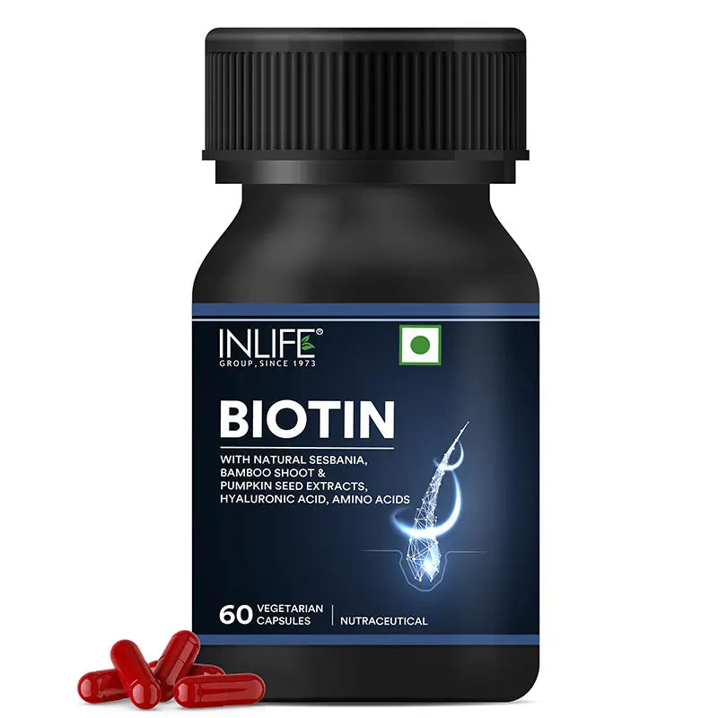 Inlife Biotin Supplement for Hair, with Sesbania, Bamboo Shoot | Veg. Capsules