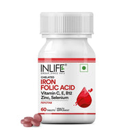 Inlife Chelated Iron Folic Acid Supplement with Vitamin C, E, B12, Zinc & Selenium 60 Tablets
