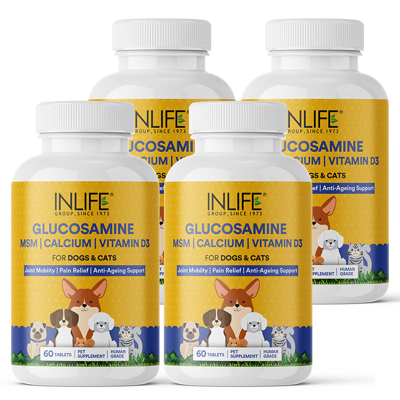 Inlife Glucosamine Tablets for Dogs & Cats | With MSM Calcium & Vitamin D3 60 Tablets