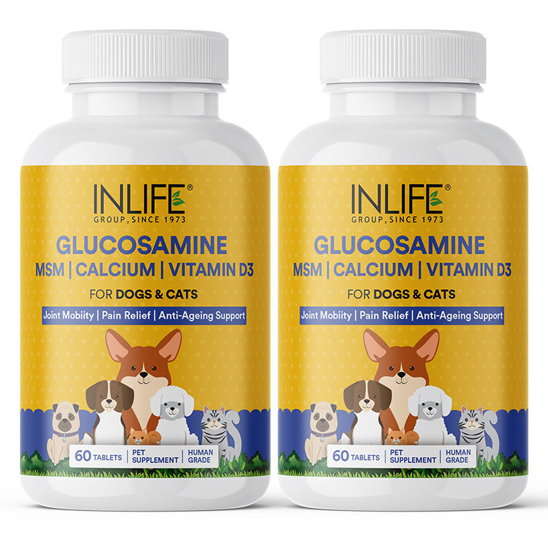 Inlife Glucosamine Tablets for Dogs & Cats | With MSM Calcium & Vitamin D3 60 Tablets