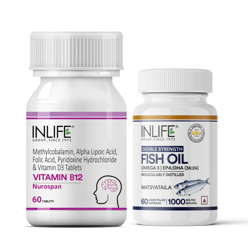 Inlife Vitamin B12 & Fish oil Combo | Supports Heart & Nerve