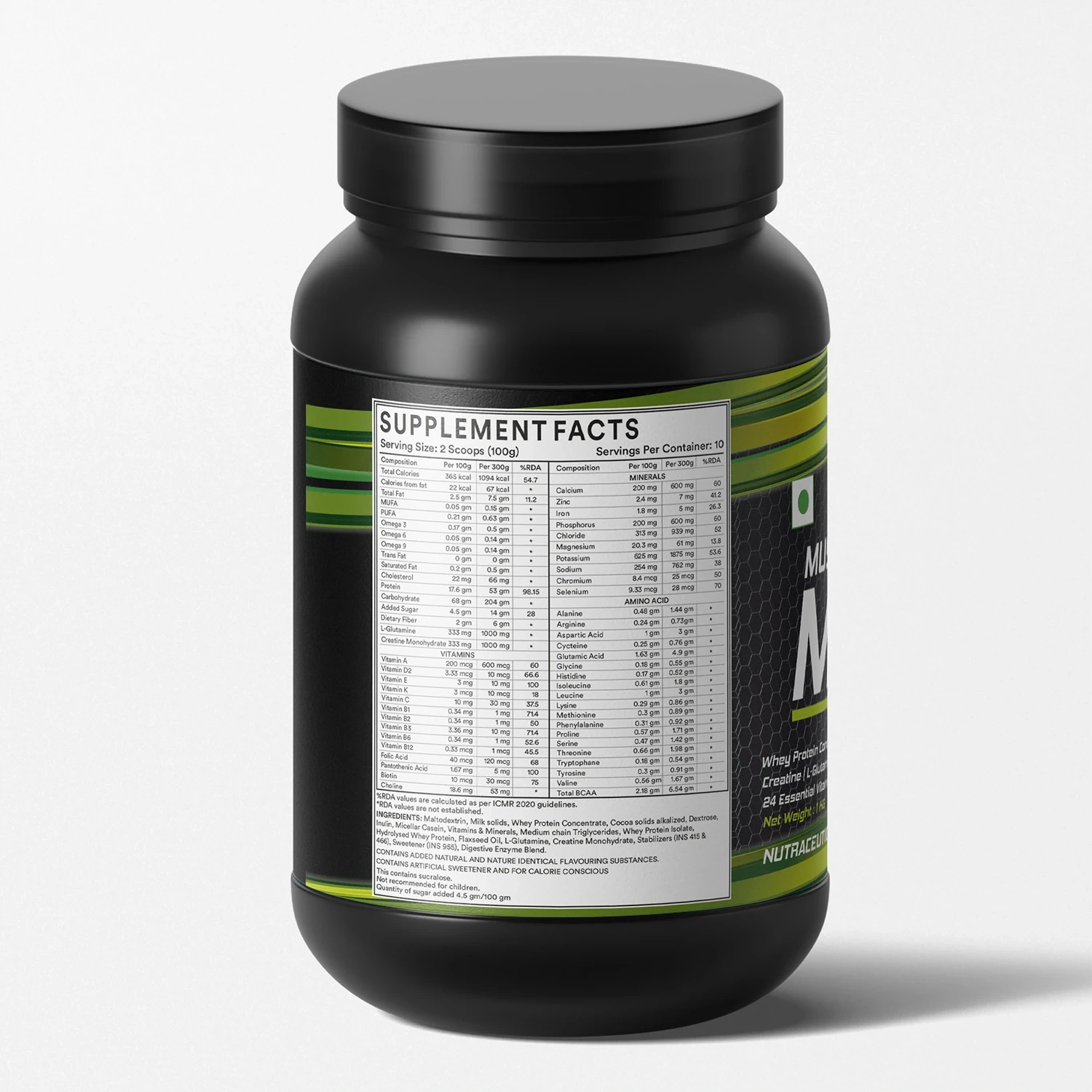 Inlife Muscle Mass Gainer Protein Powder Supplement 3Kg