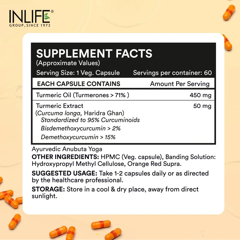 Inlife Turmeric Oil + Curcumin | Liquid Filled HPMC Capsules | Veg. Capsules - 3