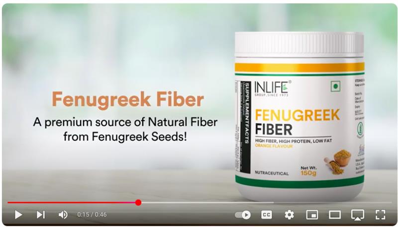 Inlife Fenugreek Fiber Powder | 150g | Orange Flavour