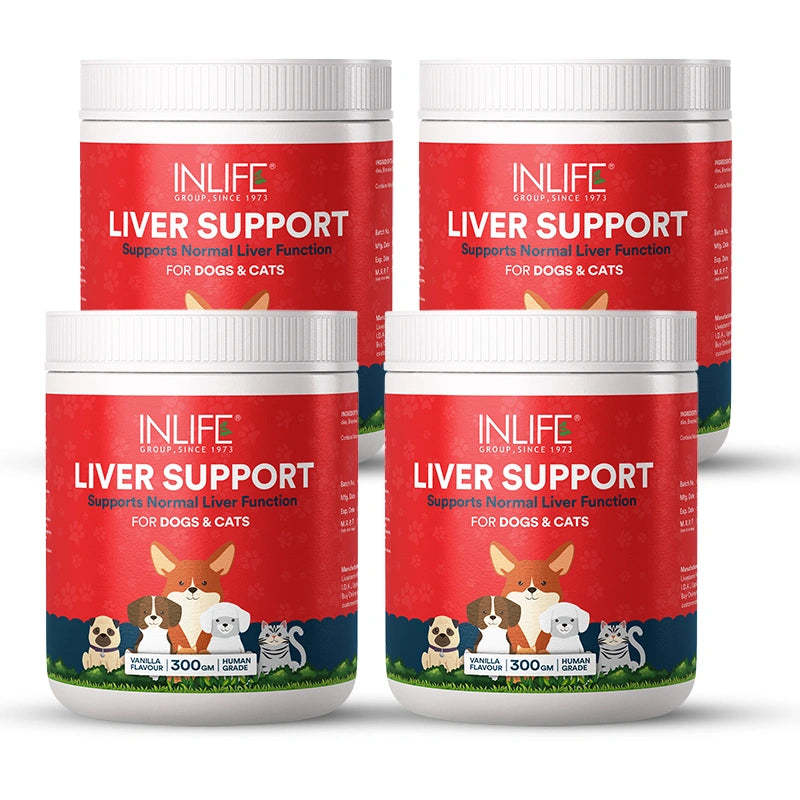 Inlife Liver Support Powder Supplement for Dogs Cats Pets | 300g (Vanilla)