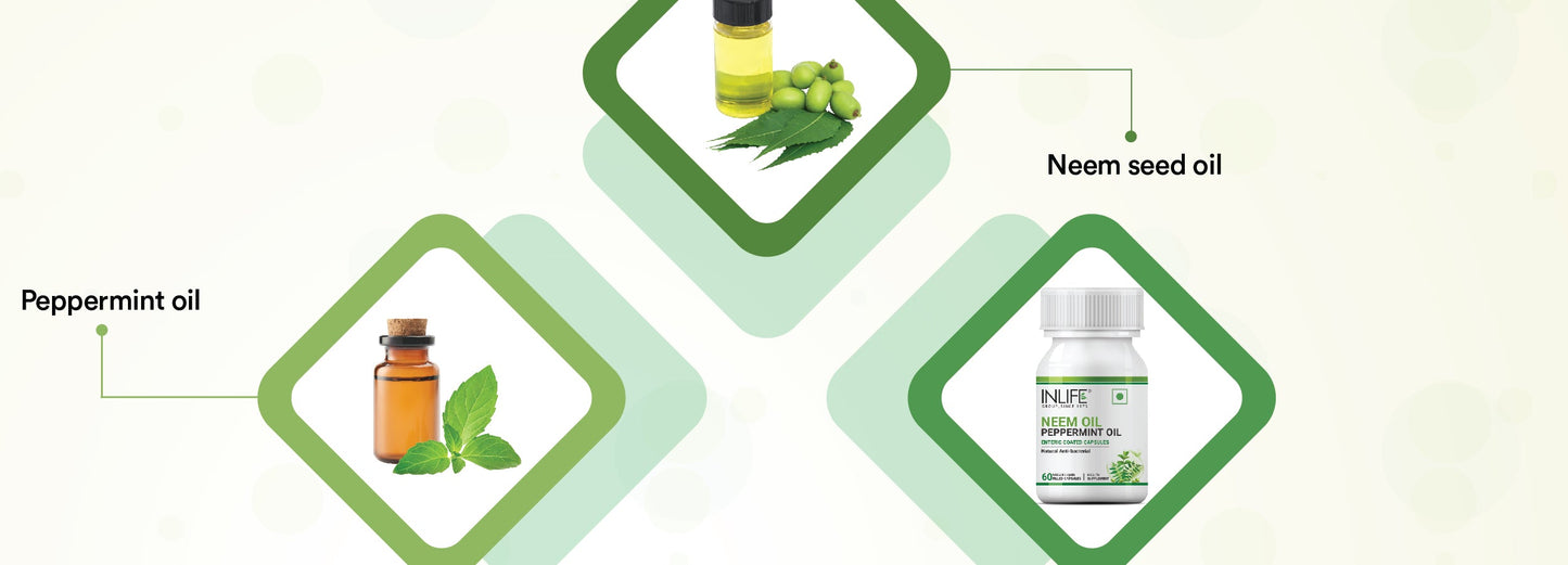 Inlife Neem & Peppermint Oil Capsules | 500mg | Enteric Coated Veg. Capsules - 13