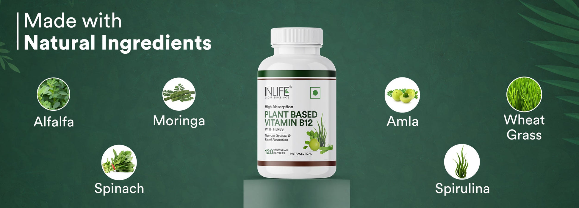 Inlife Plant-Based Vitamin B12 Supplement | 120 Veg. Capsules