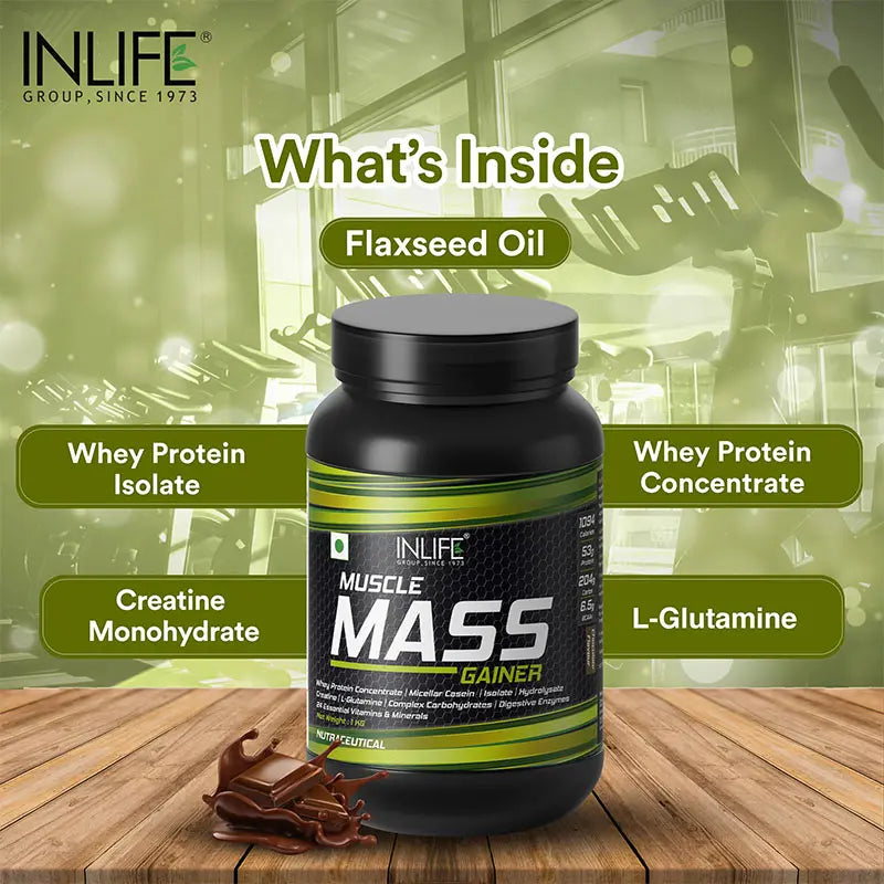 Inlife Muscle Mass Gainer Protein Powder Supplement - 5