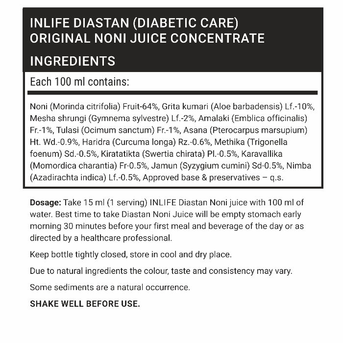 Inlife Diastan Noni Juice | Ayurvedic 1Ltr