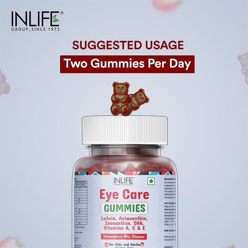 Inlife Eye Care Supplement with Lutein, Zeaxanthin, Omega 3 Gummies | Strawberry Flavor - 4