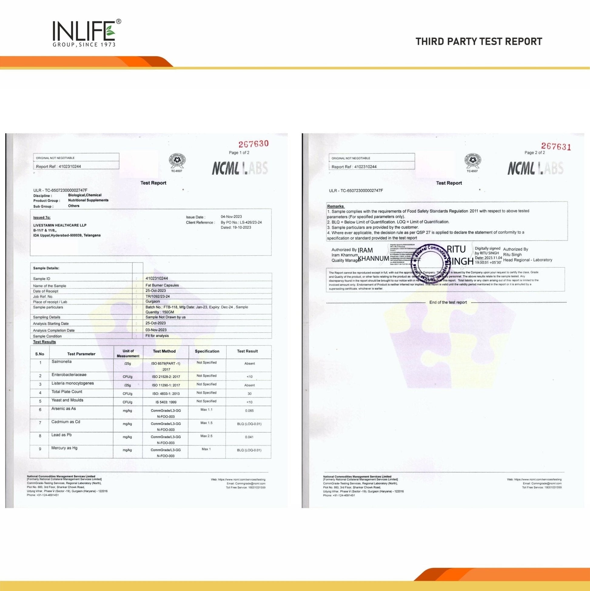 Inlife Fat Burner Supplement for Men & Women | 60 Veg. Capsules