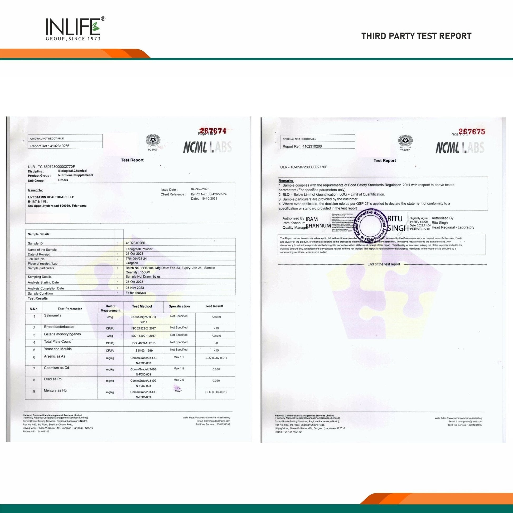 Inlife Fenugreek Fiber Powder | 150g | Orange Flavour