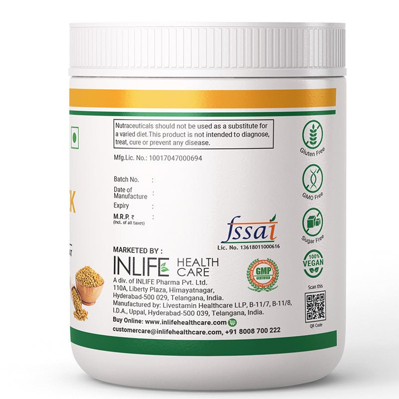 Inlife Fenugreek Fiber Powder | 150g | Orange Flavour