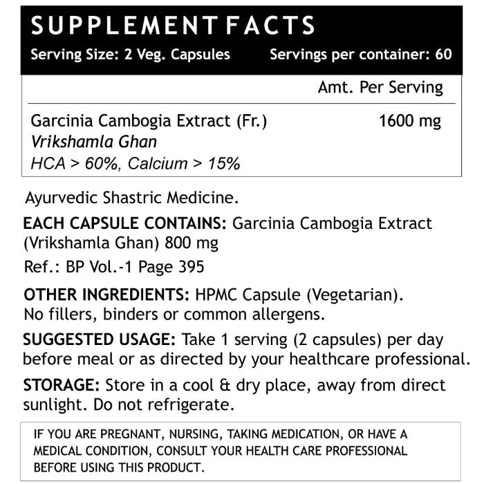 Inlife Garcinia Cambogia Extract Supplement | 1600mg 120 Veg. Capsules