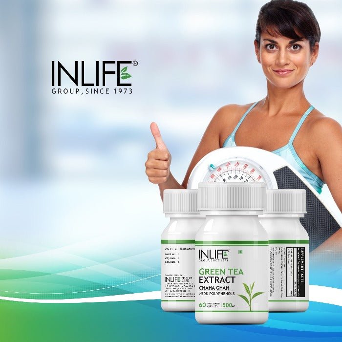 Inlife Green Tea Extract Supplement | 500 mg | Veg. Capsules - 5