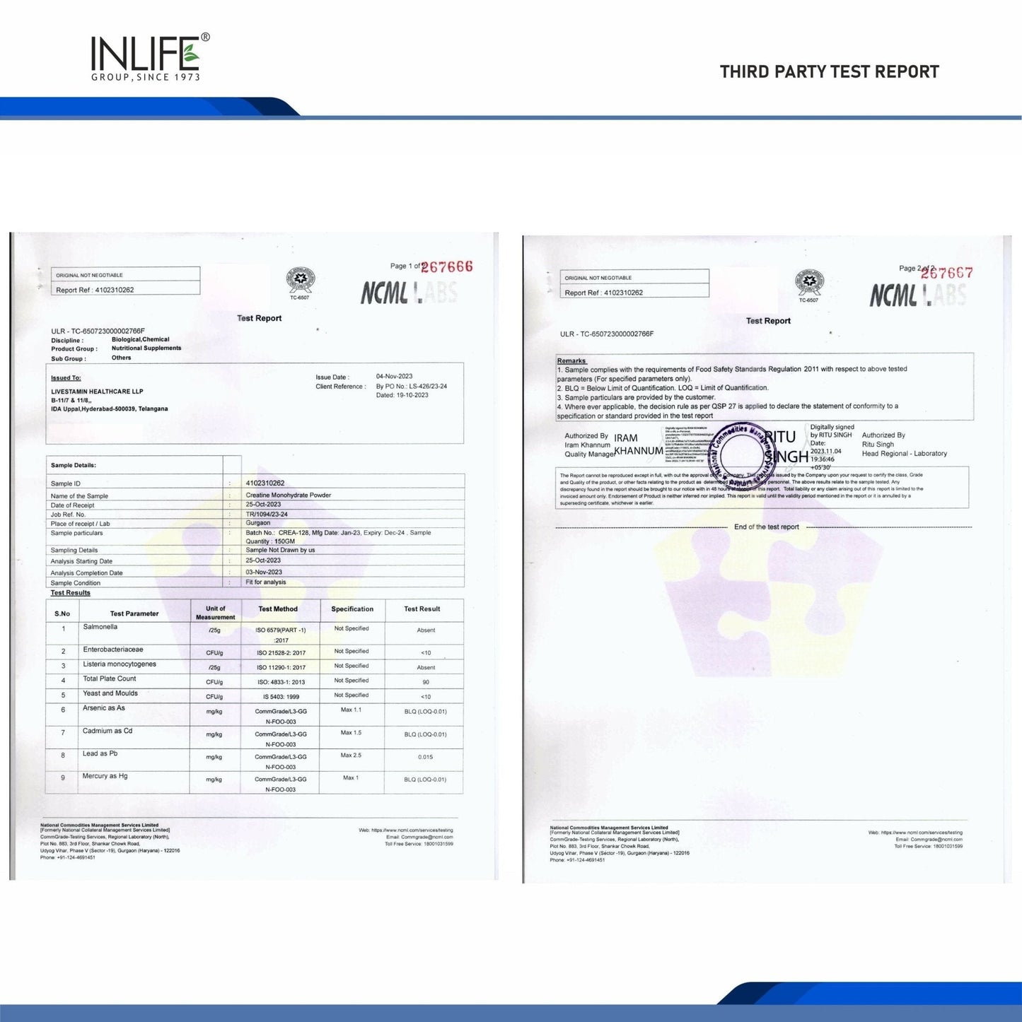 Inlife Micronized Creatine Monohydrate Supplement | 100gms - 4