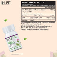 Inlife Milk Thistle Supplement (80% Silymarin) | 600mg | 60 Veg. Capsules