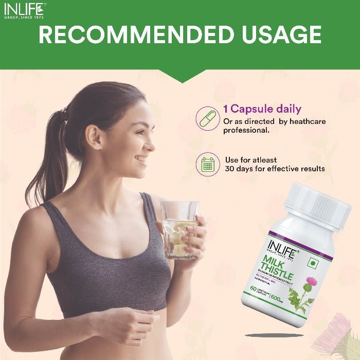 Inlife Milk Thistle Supplement (80% Silymarin) | 600mg | 60 Veg. Capsules