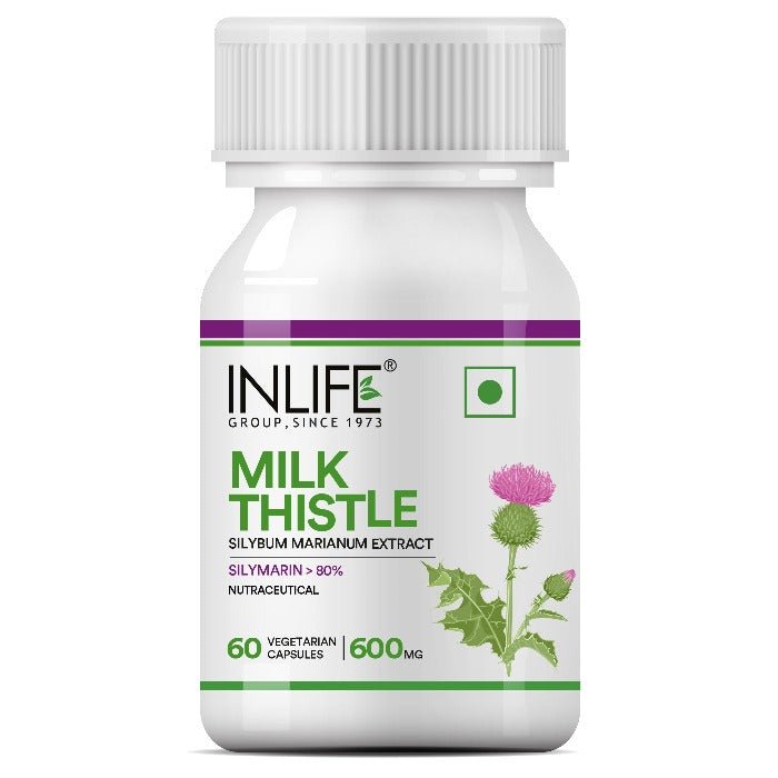 Inlife Milk Thistle Supplement (80% Silymarin) | 600mg | Veg. Capsules