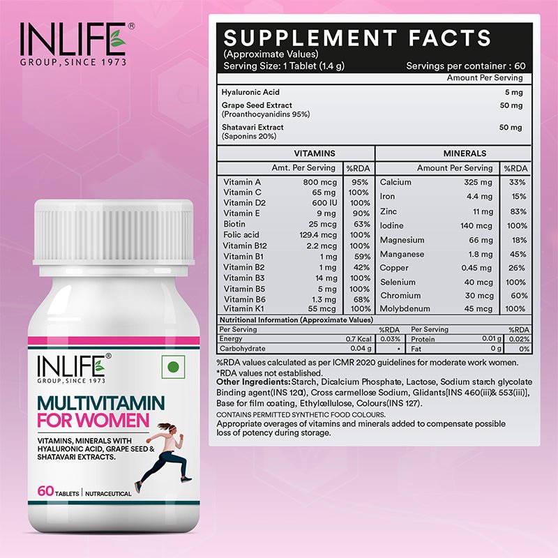Inlife Multivitamin and Mineral for Women | Vegetarian 60 Tablets