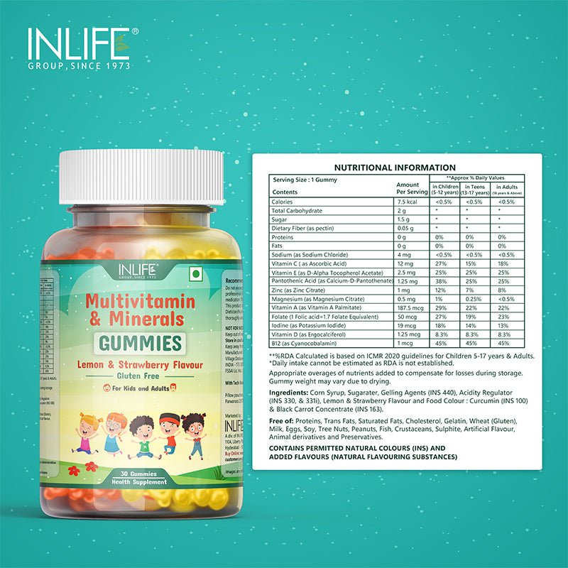 Inlife Multivitamin & Minerals Gummies | Lemon & Strawberry Flavor - 3