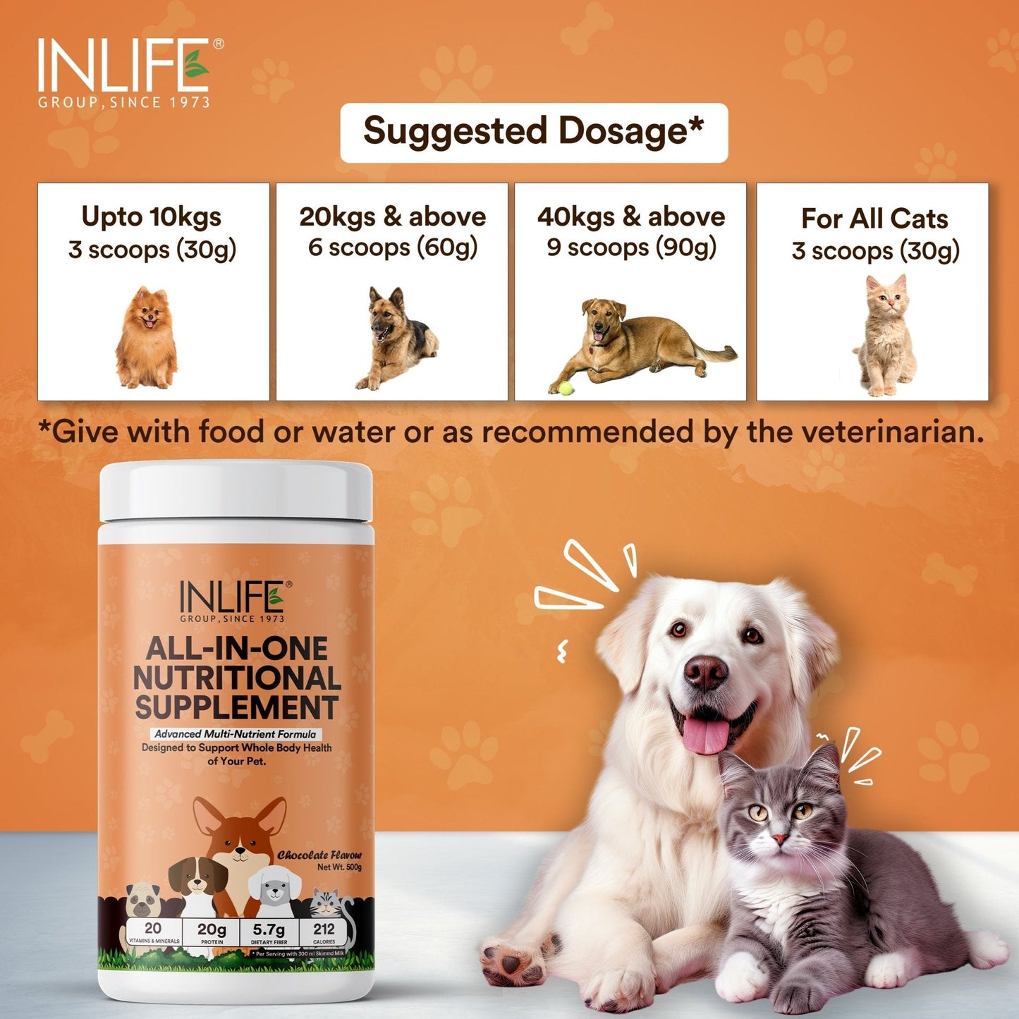 Inlife Nutritional Meal Mix Powder for Dogs, Cats, Pets | Advanced Multi-Nutrient Formula - 4